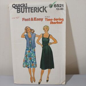 BUTTERICK 6521 PATTERN MISSES' JACKET, DRESS AND BELT SIZE 12